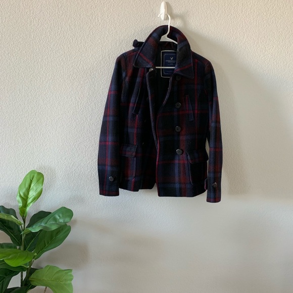 American Eagle Plaid Winter Coat - Picture 2 of 5
